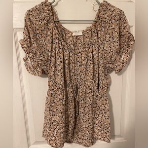 Tan blouse with floral